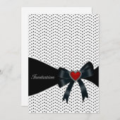 黒の水玉模様 任意の年齢 誕生日パーティー 招待状 (正面/裏面)