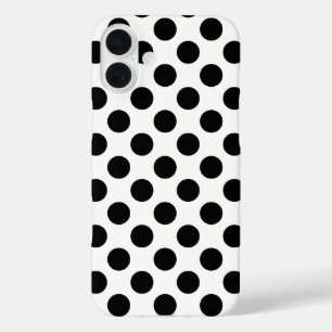 黒の水玉模様 iPhone 16 PLUSケース