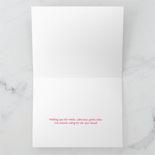 黒の海事クリスマスカード(帆船付き) カード (内部)