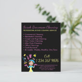 黒の清掃メイドハウスクリーニングフライヤー (スタンド正面)