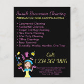 黒の清掃メイドハウスクリーニングフライヤー (正面)