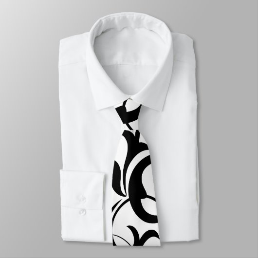 黒の渦巻ユニークな黒くか白いのデザインのタイ ネクタイ (タイ)