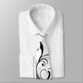 黒の渦巻2本のユニークで黒くか白いデザインのタイ ネクタイ (タイ)