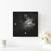黒の満月そして雲 スクエア壁時計 (ホーム)