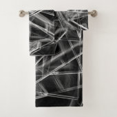 黒の濃い灰色の線で角を正方形 バスタオルセット (インサイチュ)