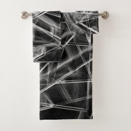 黒の濃い灰色の線で角を正方形 バスタオルセット