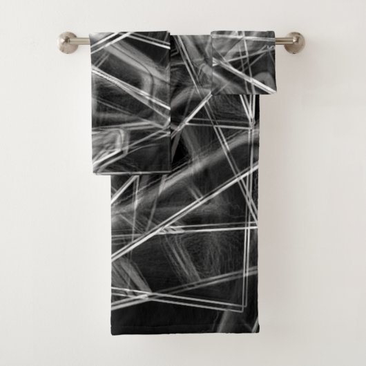 黒の濃い灰色の線で角を正方形 バスタオルセット (インサイチュ)