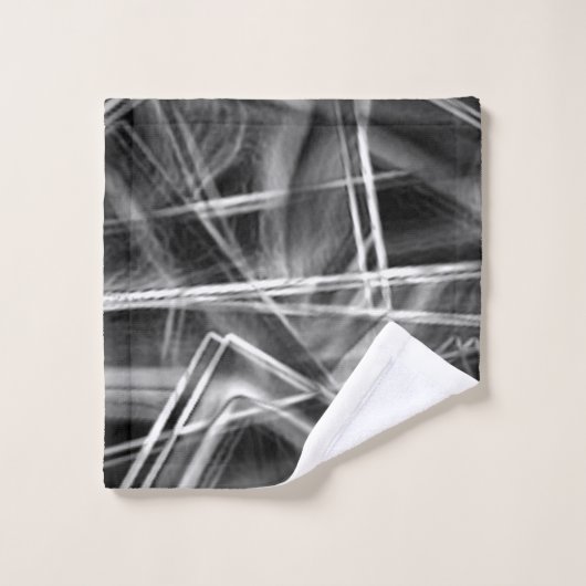 黒の濃い灰色の線で角を正方形 バスタオルセット (ウォッシュタオル)