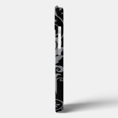 黒の灰色の渦巻きダマスクのパターン Case-Mate iPhoneケース (裏面 / 左)