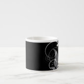 黒の灰色の花パターン エスプレッソカップ (正面)