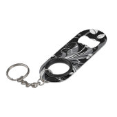 黒の灰色の花パターン キーホルダー栓抜き (正面アングル)