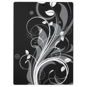 黒の灰色の花パターン クリップボード (裏面)