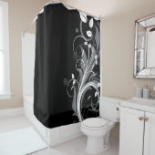 黒の灰色の花パターン シャワーカーテン (インサイチュ)