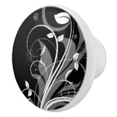 黒の灰色の花パターン セラミックノブ (右)