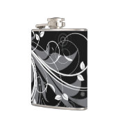 黒の灰色の花パターン フラスク (左)