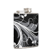 黒の灰色の花パターン フラスク (右)