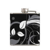 黒の灰色の花パターン フラスク (裏面)