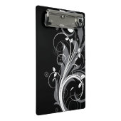 黒の灰色の花パターン ミニクリップボード (アングル)