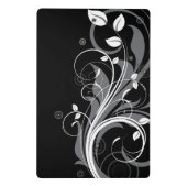 黒の灰色の花パターン ミニクリップボード (裏面)