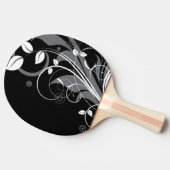 黒の灰色の花パターン 卓球ラケット (横)