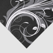 黒の灰色の花パターン 薄葉紙 (詳細)