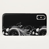 黒の灰色の花パターン Case-Mate iPhoneケース (裏面(横))