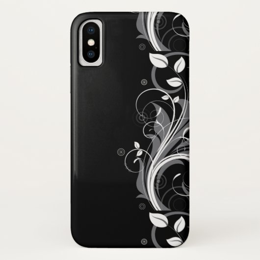 黒の灰色の花パターン Case-Mate iPhoneケース (裏面)