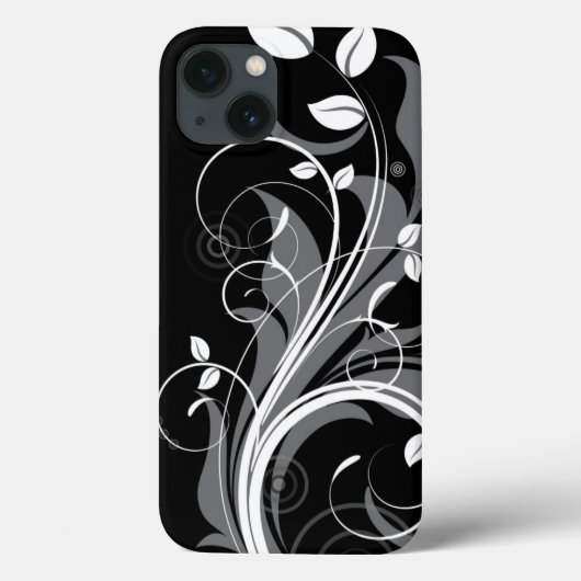 黒の灰色の花パターン Case-Mate iPhoneケース (裏面)