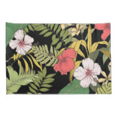 黒の熱帯花柄 枕カバー (裏面-右)