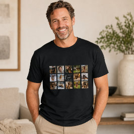 黒の父の日フォトコラージュ Tシャツ