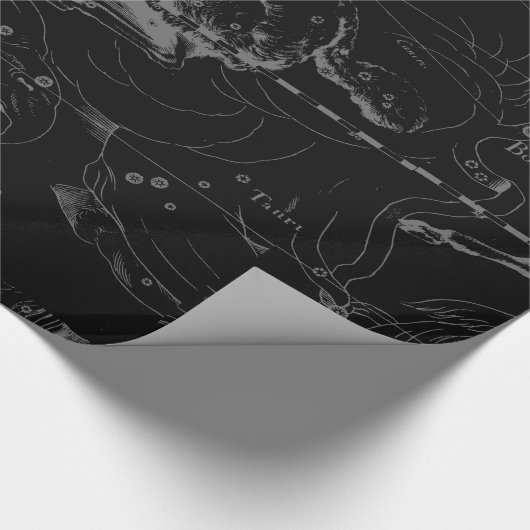黒の牡羊座の星座のHeveliusのヴィンテージ ラッピングペーパー (角)