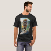 黒の獰猛なトラのメンズTシャツ Tシャツ (正面フル)