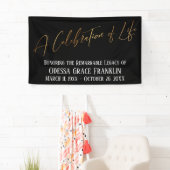 黒の生活金ゴールドの手書きのお祝い 横断幕 (インサイチュ)