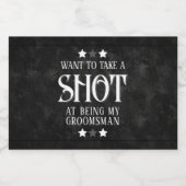 黒の男性介添人プロポーズ Take a Shot リキュールボトルラベル (シングルラベル)