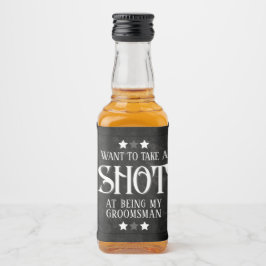黒の男性介添人プロポーズ Take a Shot リキュールボトルラベル