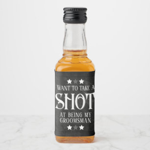黒の男性介添人プロポーズ Take a Shot リキュールボトルラベル
