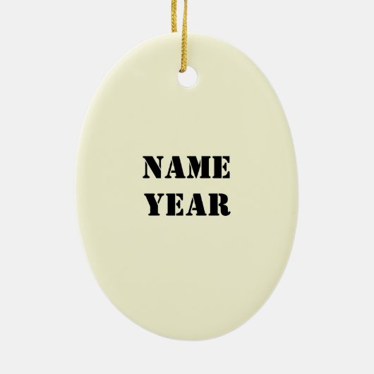 黒の男性建築作業者ピックAxオーナメント セラミックオーナメント (裏面)