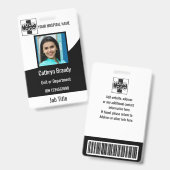 黒の病院またはクリニックの職員用 バッジ (正面&裏面)