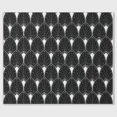 黒の白いアールデコパターン ラッピングペーパー (フラット)