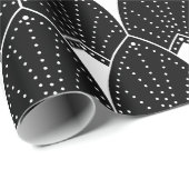 黒の白いアールデコパターン ラッピングペーパー (ロールコーナー)