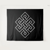 黒の白いエンドレスノット記号 タペストリー (正面(横))