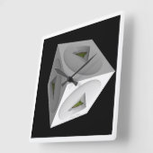 黒の白いキューブ スクエア壁時計 (傾斜)