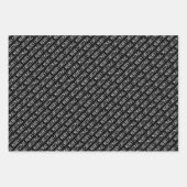 黒の白いクリスマスタイポグラフィモダン休日 ラッピングペーパーシート (正面3)