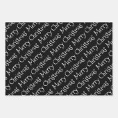 黒の白いクリスマスタイポグラフィモダン休日 ラッピングペーパーシート (正面)