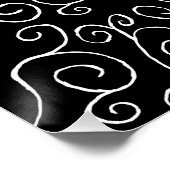 黒の白いスクロール曲線 ポスター (コーナー)