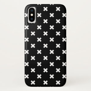 黒の白いステッチ iPhone X ケース