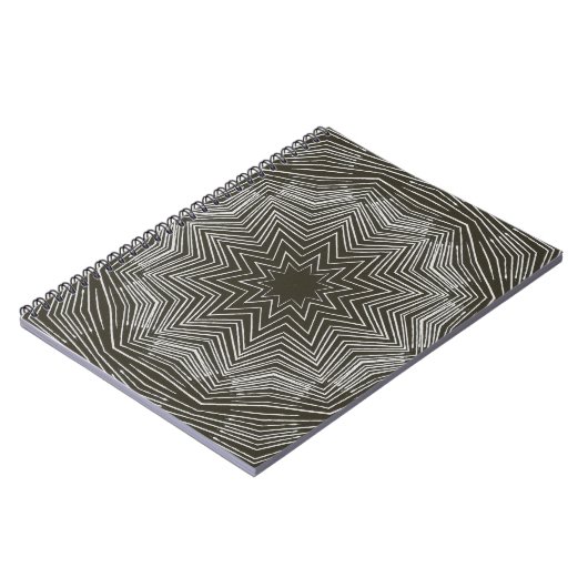 黒の白いパルス星万華鏡のように千変万化するパターンパターン ノートブック (左側)