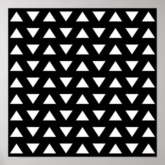 黒の白い三角形。幾何学的パターン。 ポスター (正面)