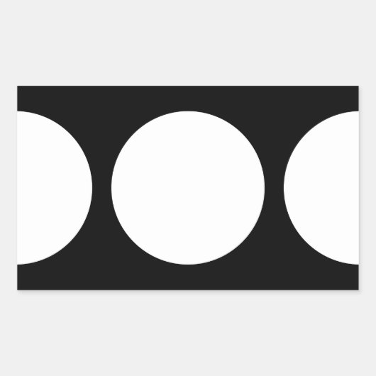 黒の白い円 長方形シール (正面)