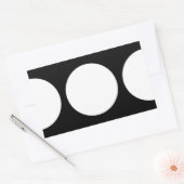 黒の白い円 長方形シール (封筒)